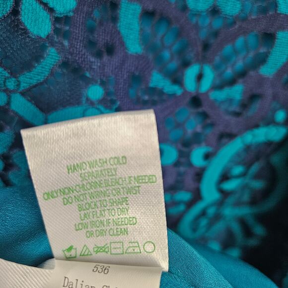 Lilly Pulitzer Georgi Lace Puff Sleeve Dress 4 Valencia Teal Blue Mini Sheath - Picture 10 of 12
